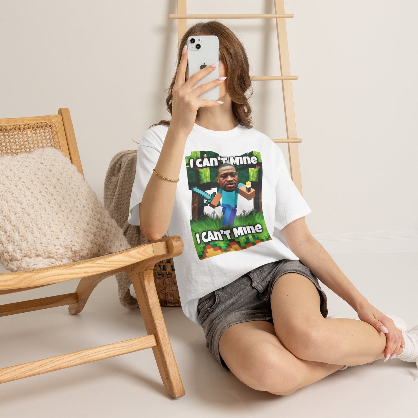Minecraft Meme Tee — "I Can't Mine" Graphic Shirt