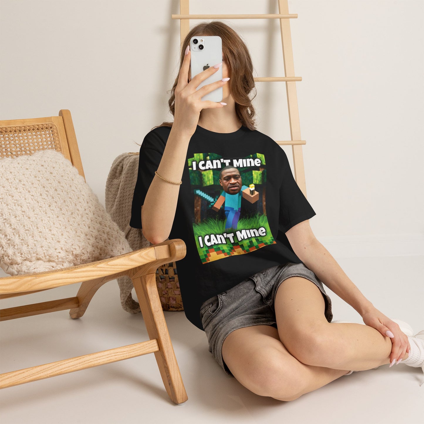 Minecraft Meme Tee — "I Can't Mine" Graphic Shirt