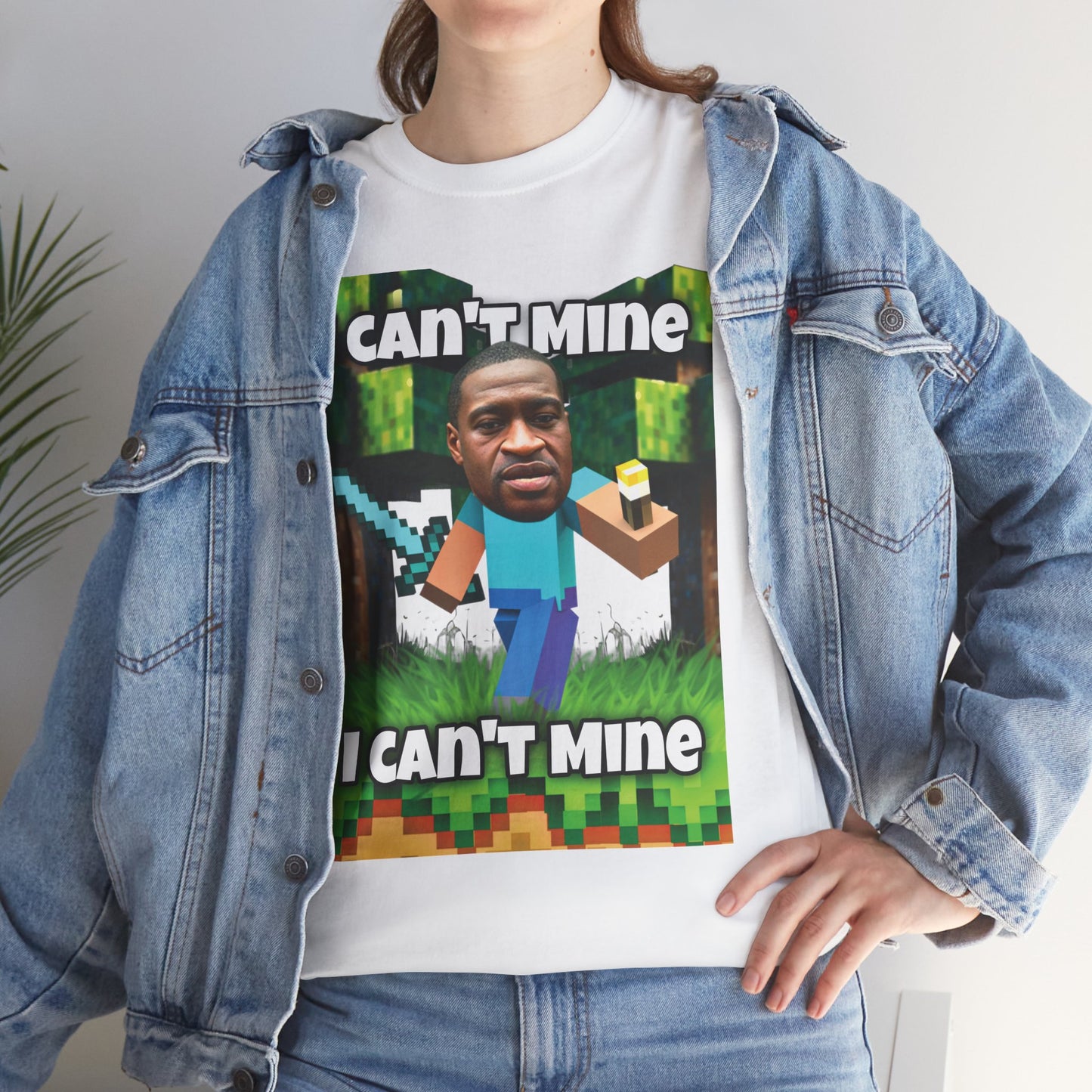 Minecraft Meme Tee — "I Can't Mine" Graphic Shirt
